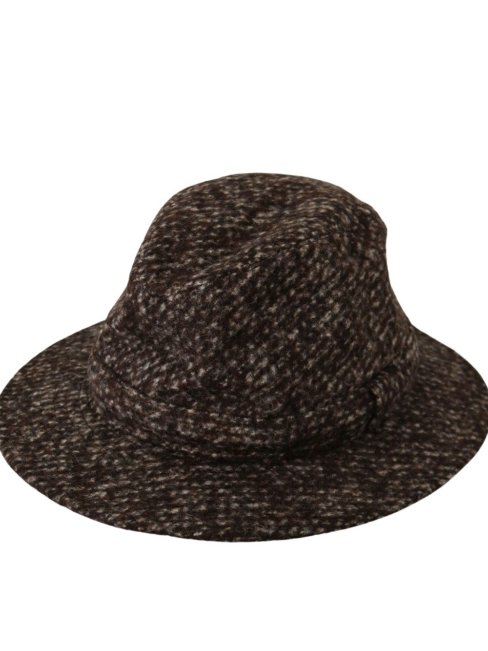New w/tag Dolce & Gabbana Brown/Gray Melange Blended Texrure Tweed Capello